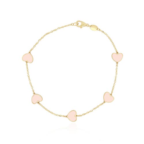 The Lovery Fine Jewelry Pink Pearl Heart Station Bracelet In Gold