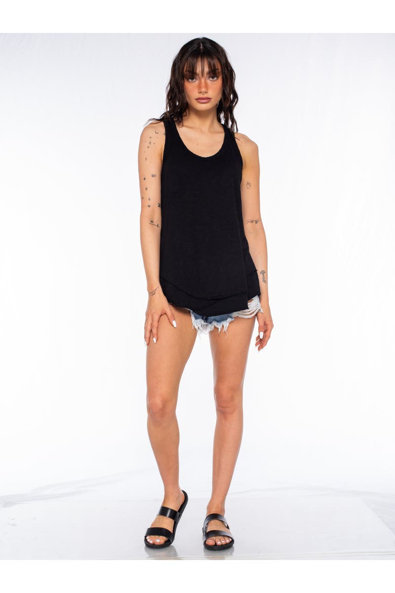 Shrunken Mock Hem Shirttail Tank, Alternate, color, White