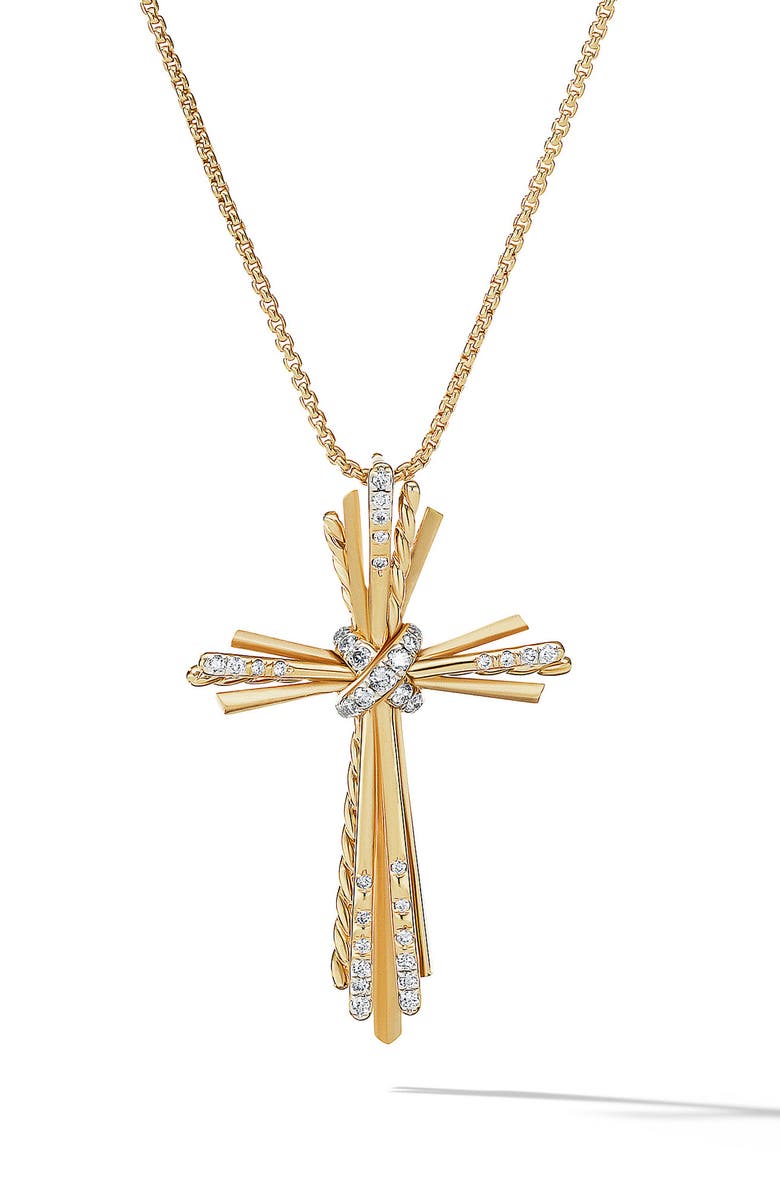 David Yurman Angelika Diamond Cross Pendant Necklace, Main, color, 