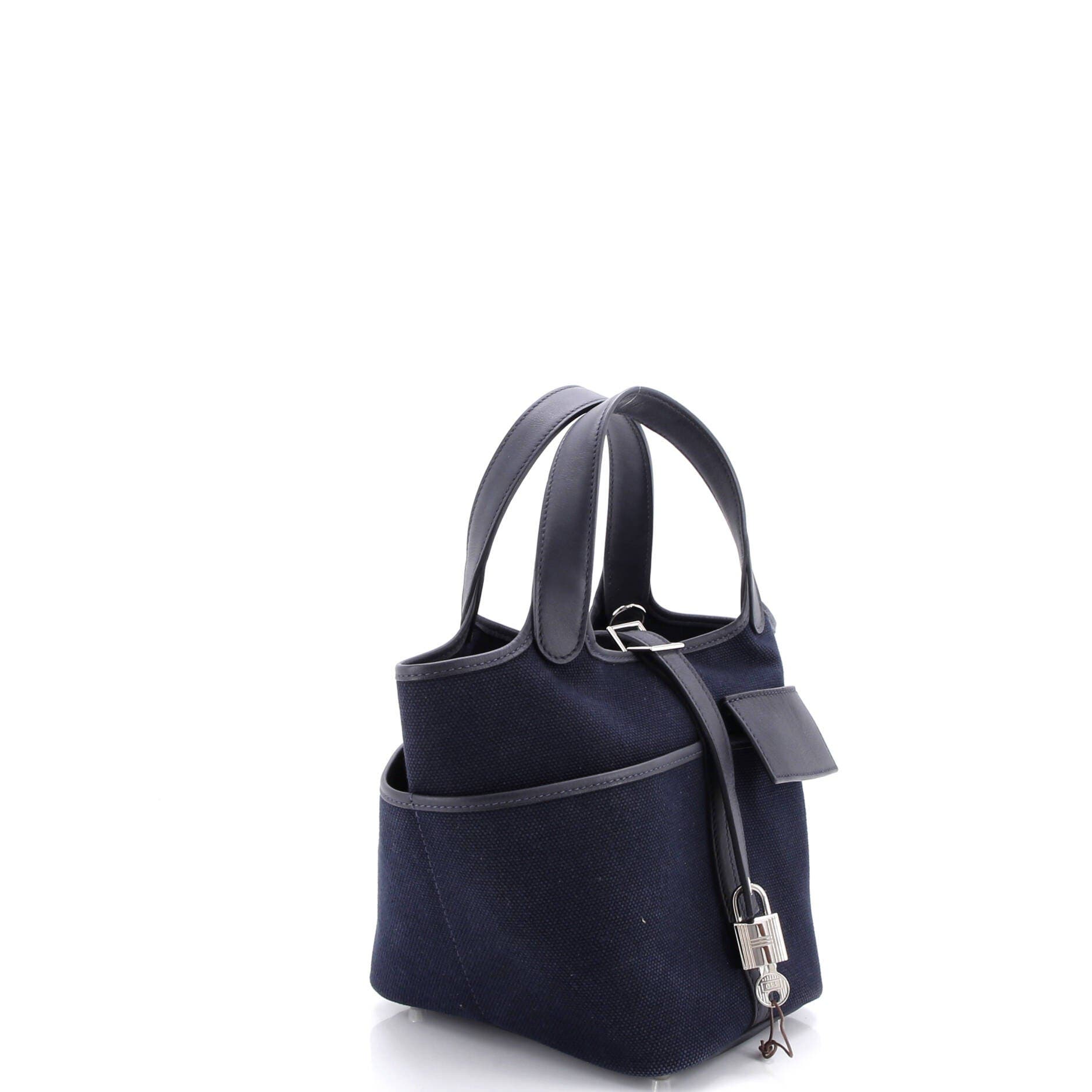 Pre-Owned Hermes Cargo Picotin Lock Bag Canvas and Swift PM, Alternate, color, 