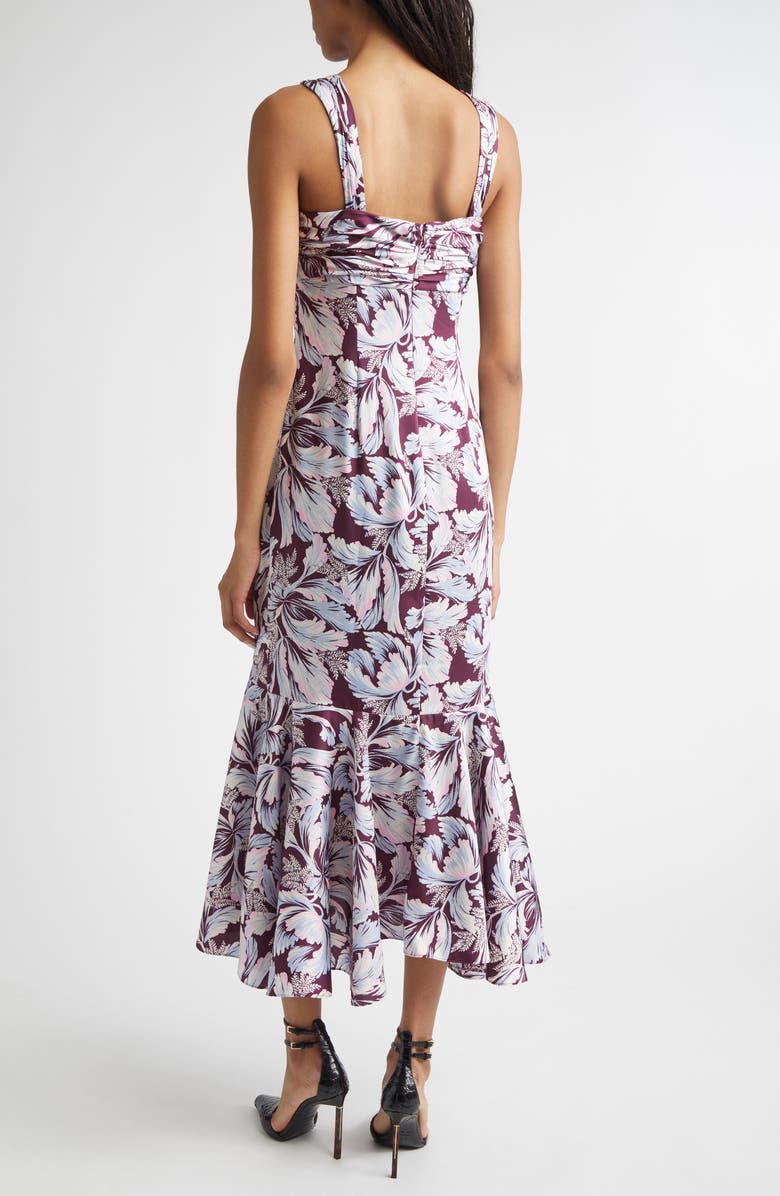 Cinq à Sept Floral Print Ruffle Dress, Alternate, color, Deep Plum Multi