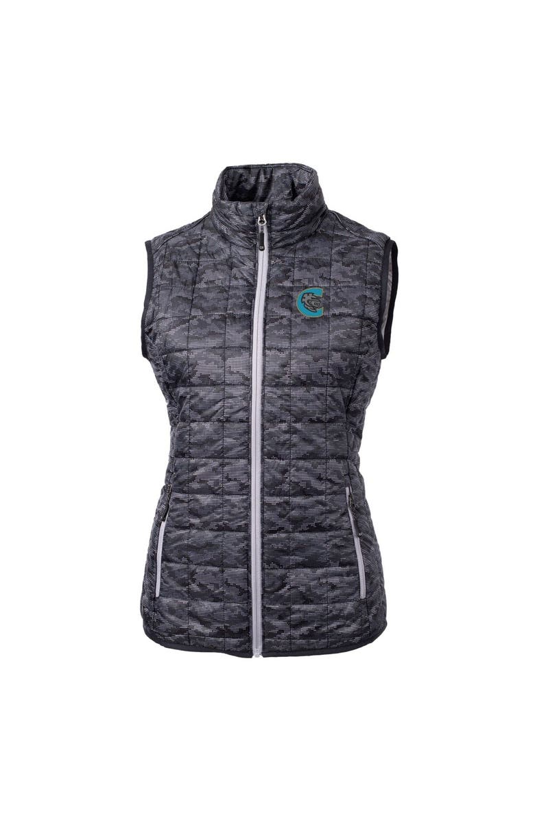 Cutter & Buck Women's Cutter & Buck Black Charlotte Knights Rainier PrimaLoft Eco Insulated Printed Full-Zip Puffer Vest, Alternate, color, 