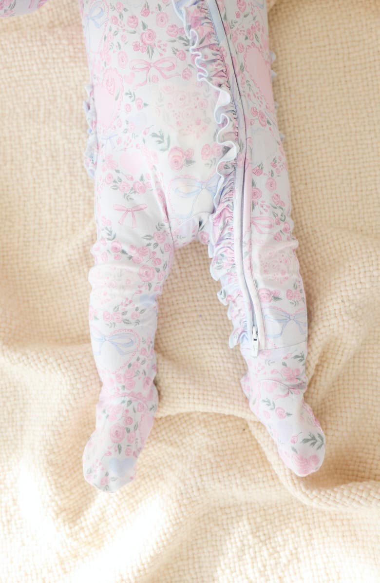 Posh Peanut Ruffle Zip Footie, Alternate, color, Light/ Pastel Blue