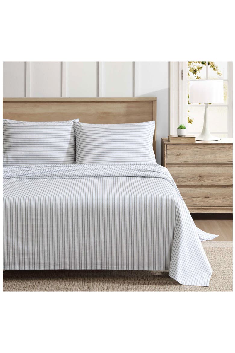 Ticking Stripe 200 Thread Count Cotton Percale Sheet Set, Alternate, color, DARK GREY/ LIGHT GREY