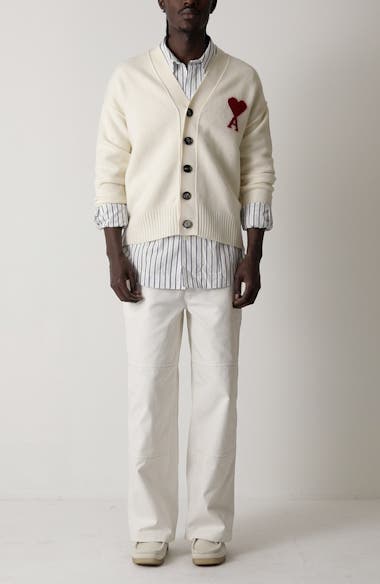 AMI PARIS Ami de Coeur Intarsia Wool Cardigan | Nordstrom