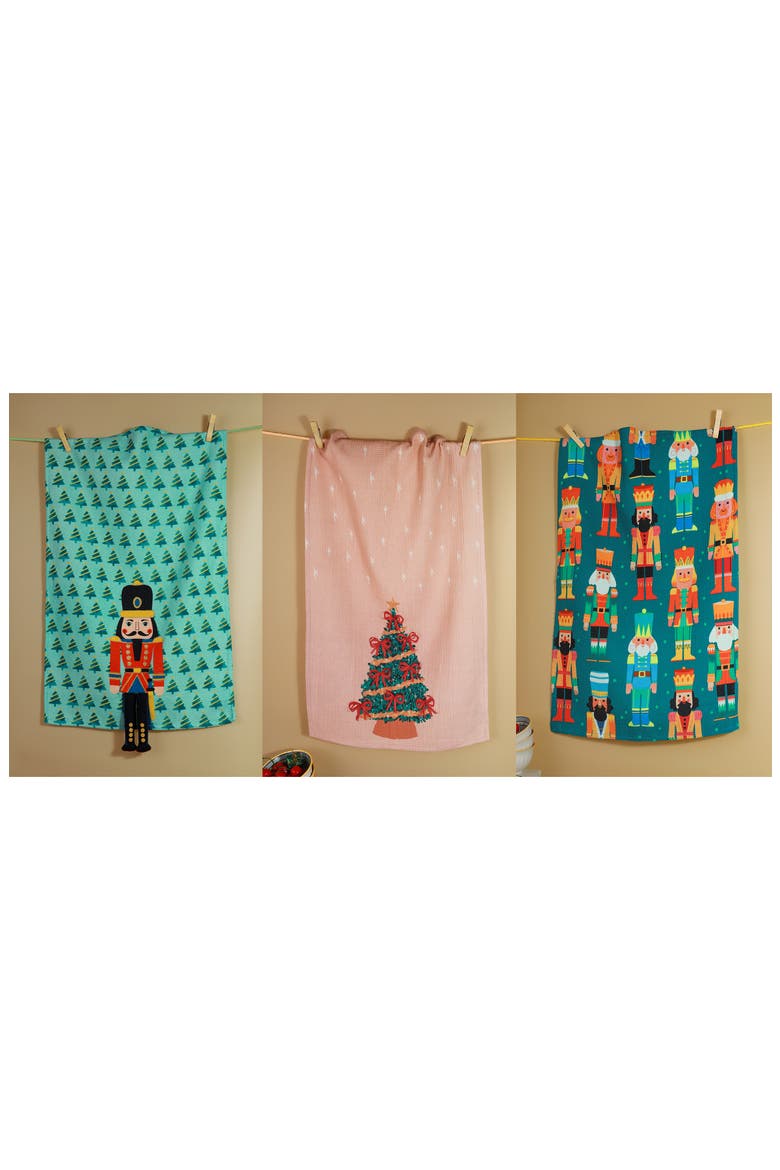 The Nutcracker Suite Set of 3 Kitchen Towels, Alternate, color, BLUE