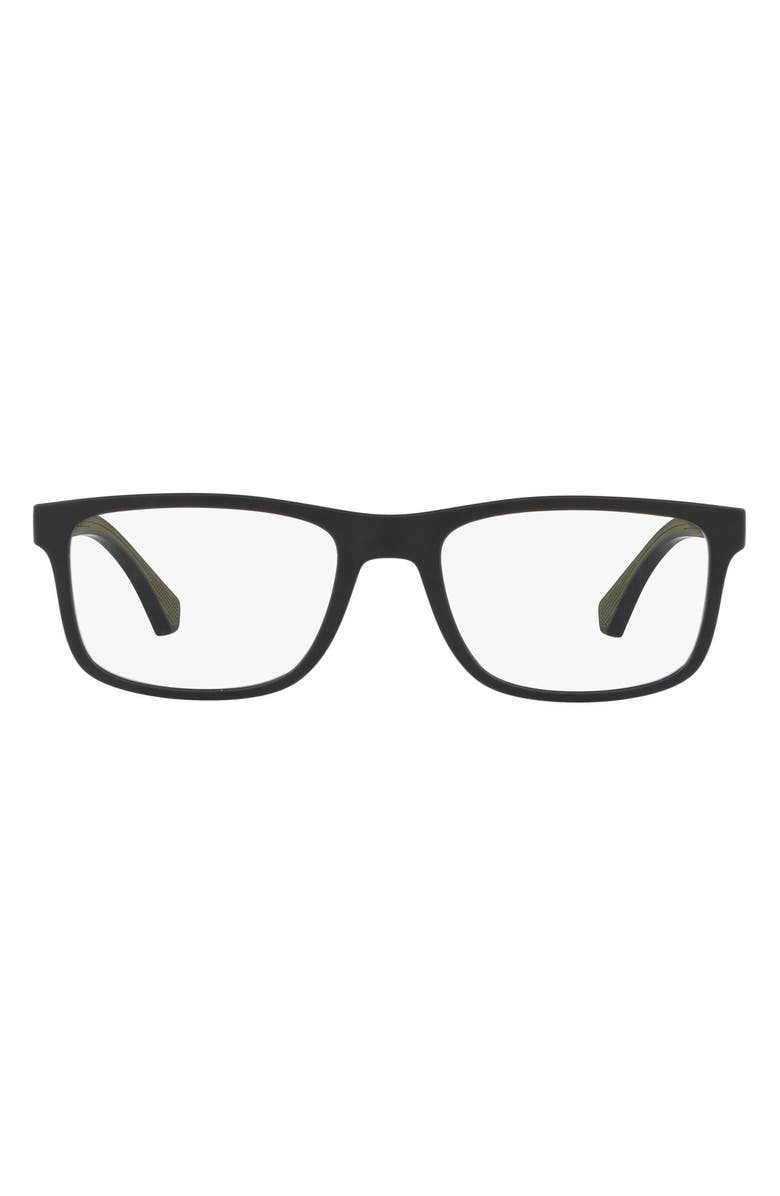 Emporio Armani 55mm Rectangular Optical Glasses, Main, color,