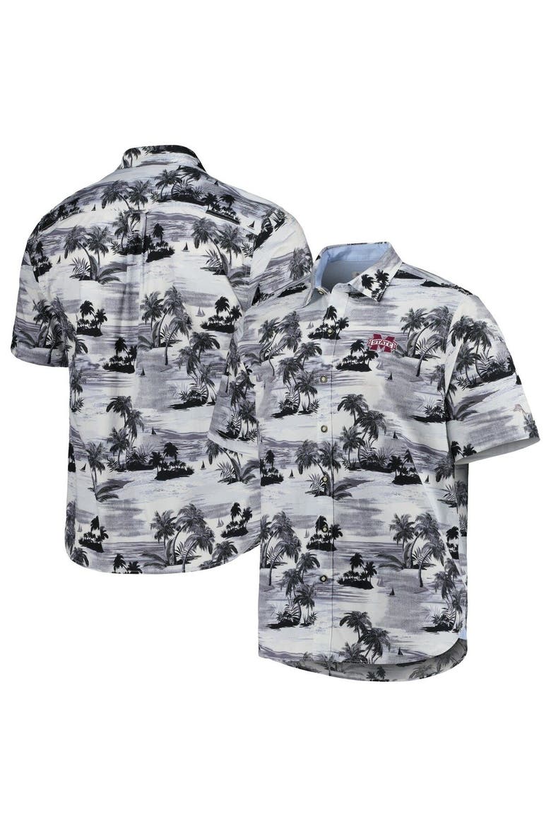 Men's Tommy Bahama Black Mississippi State Bulldogs Tropical Horizons Button-Up Shirt, Main, color, Black