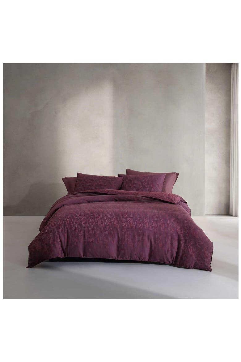 Linear Circuit Cotton Duvet Cover & Shams Set, Alternate, color, DARK RED