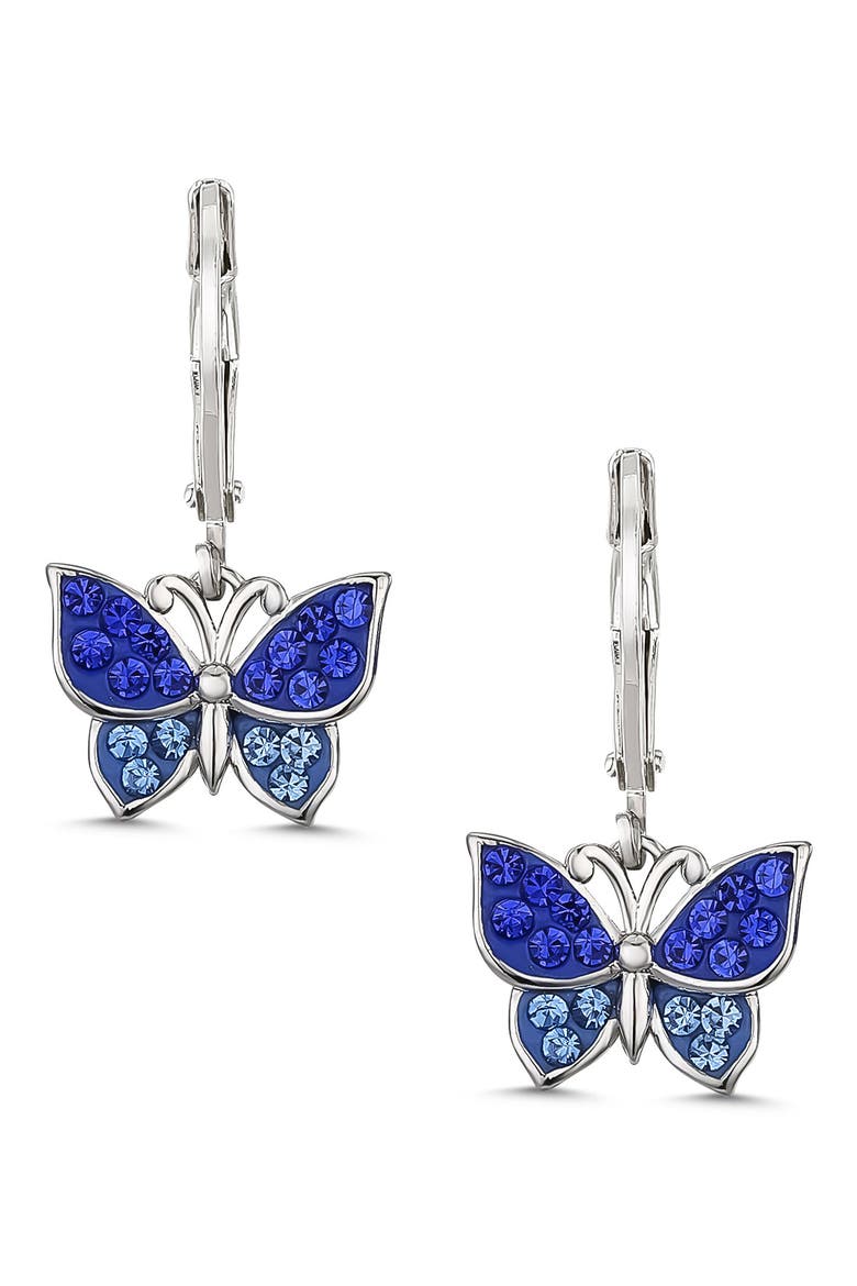 Kids' Crystal Butterfly Earrings, Main, color, BLUE