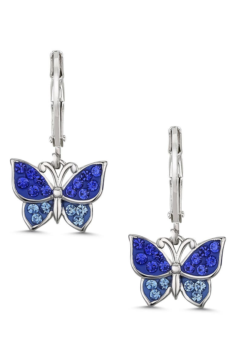 Lily Nily Kids' Crystal Butterfly Earrings, Main, color, Blue