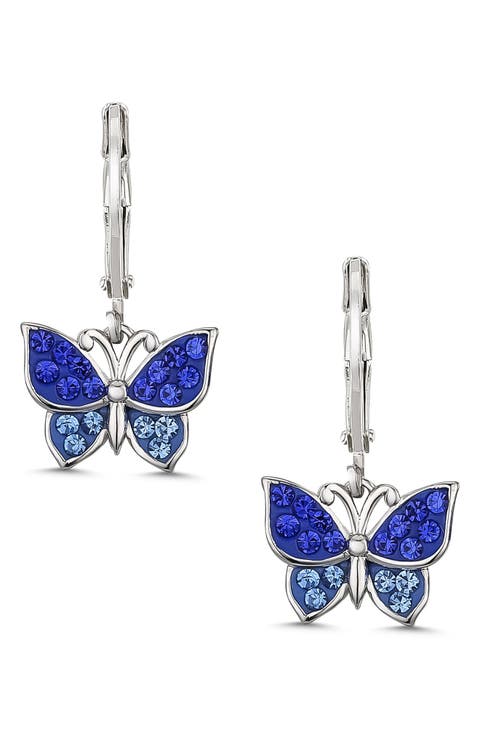 Kids' Crystal Butterfly Earrings