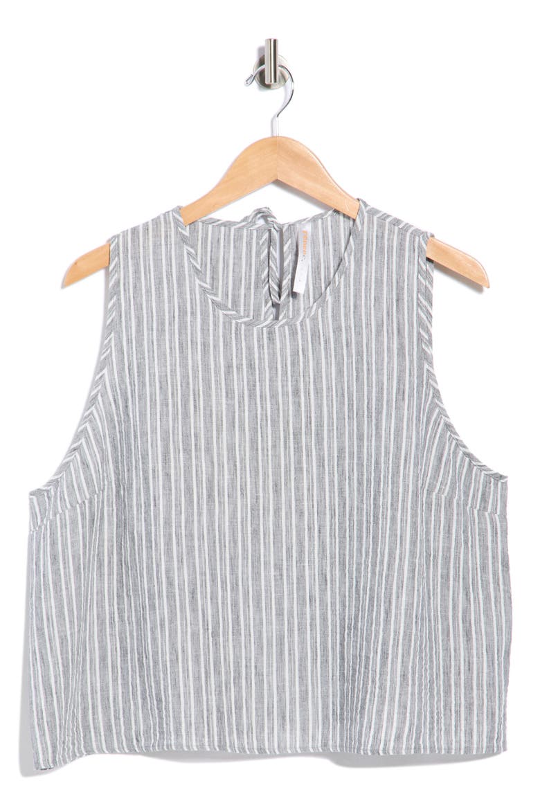Stripe Sleeveless Cotton Top, Alternate, color, BLACK