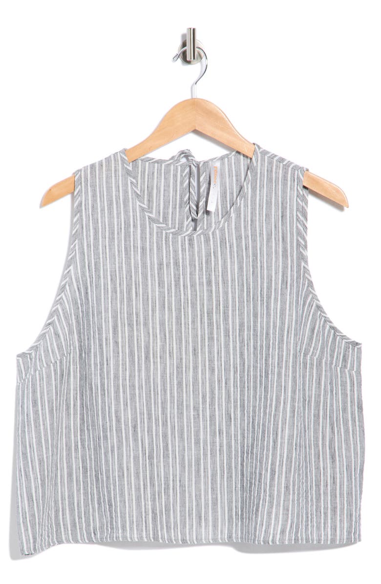 Renee C Stripe Sleeveless Cotton Top, Main, color, Black