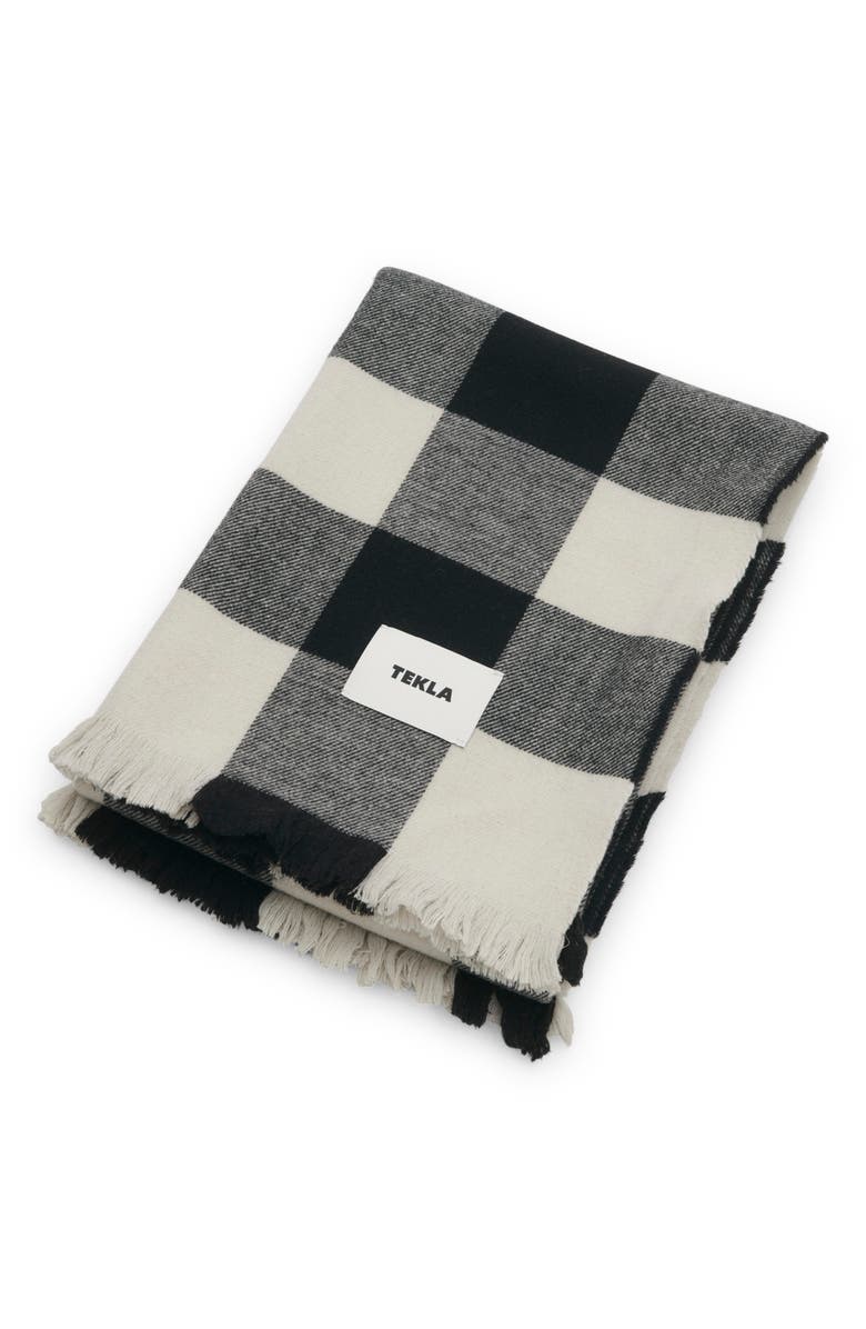 Tekla Gingham Merino Wool Throw Blanket, Main, color,