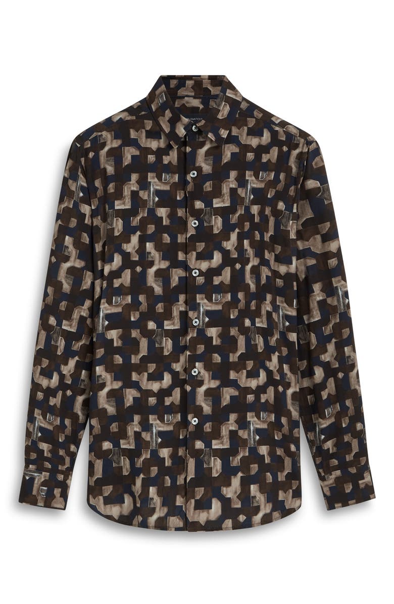 Bugatchi Julian Shaped Fit EcoVero<sup>™</sup> Geo Print Button-Up Shirt, Alternate, color,