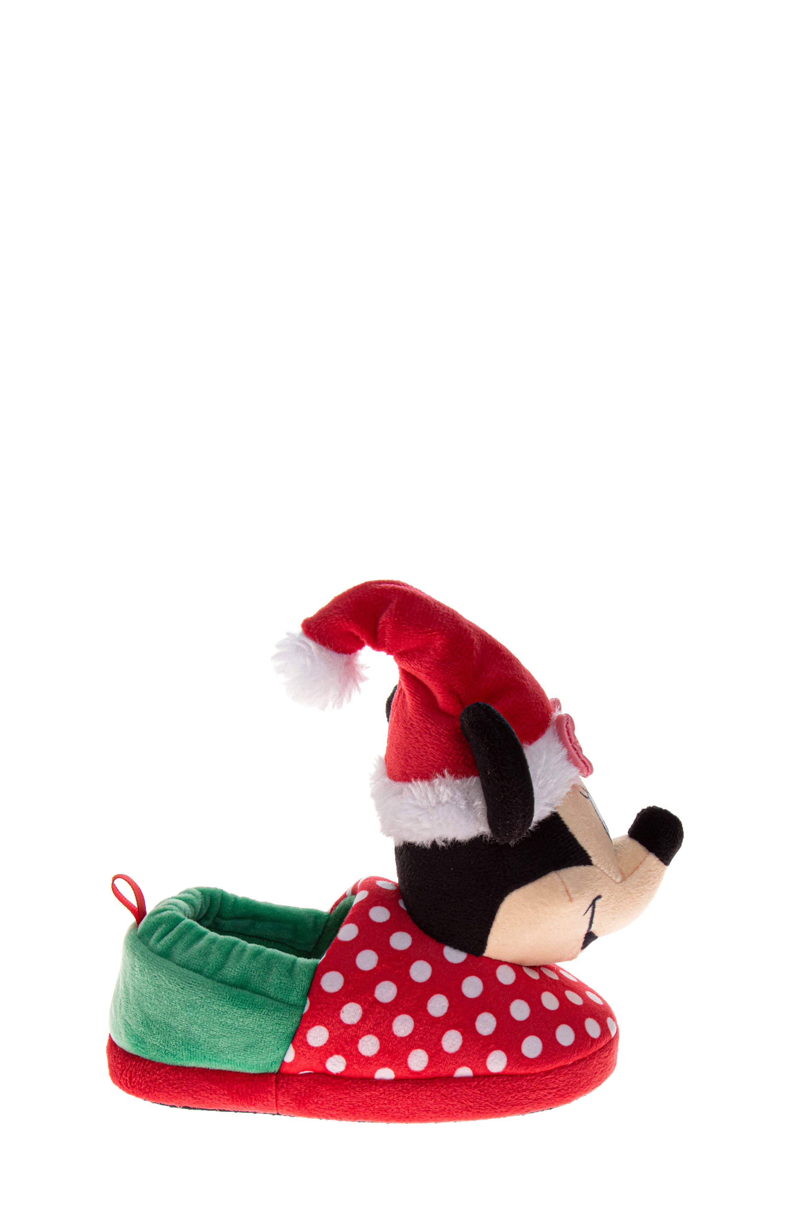 JOSMO Kids' Disney Minnie Mouse Christmas Slipper, Alternate, color, Red/ Green