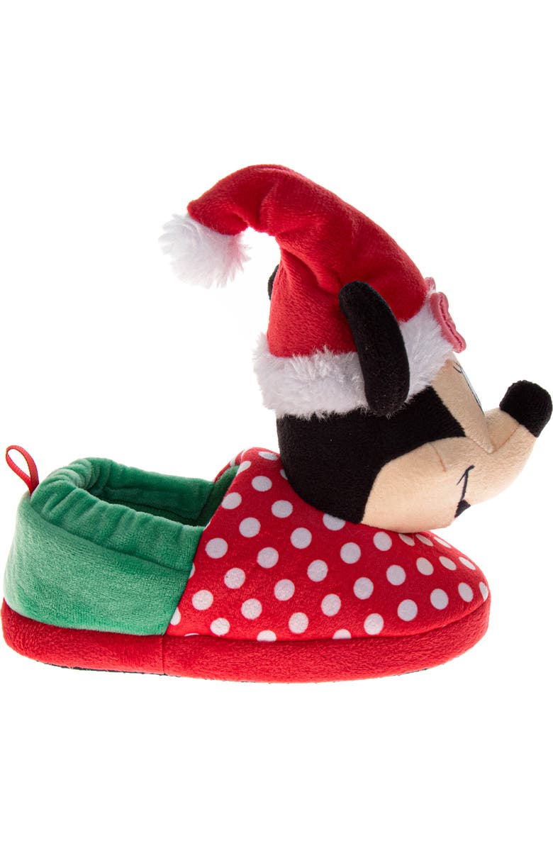 JOSMO Kids' Disney Minnie Mouse Christmas Slipper, Alternate, color, Red/ Green