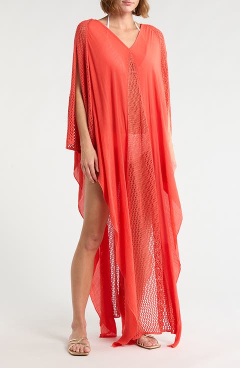 Crochet Trim Cover-Up Caftan