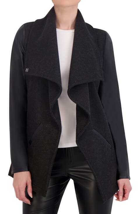 Faux Wool Drape Jacket
