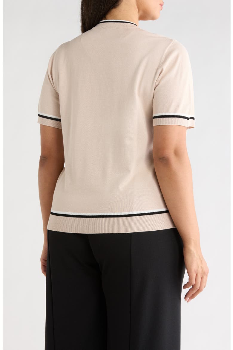 Double Tip Tie Neck Sweater, Alternate, color, CHAMPAGNE BLUSH/ IVORY