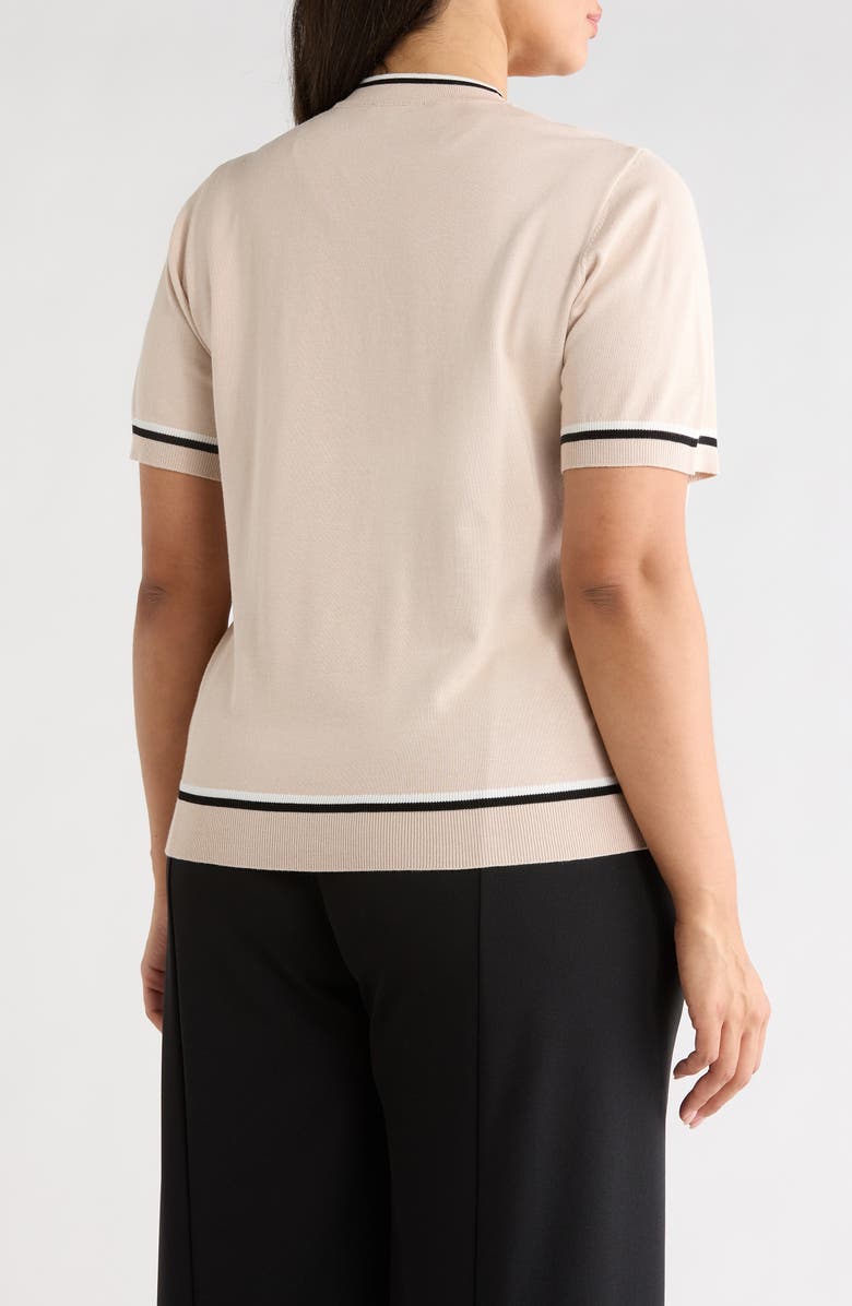 Adrianna Papell Double Tip Tie Neck Sweater, Alternate, color, Champagne Blush/ Ivory