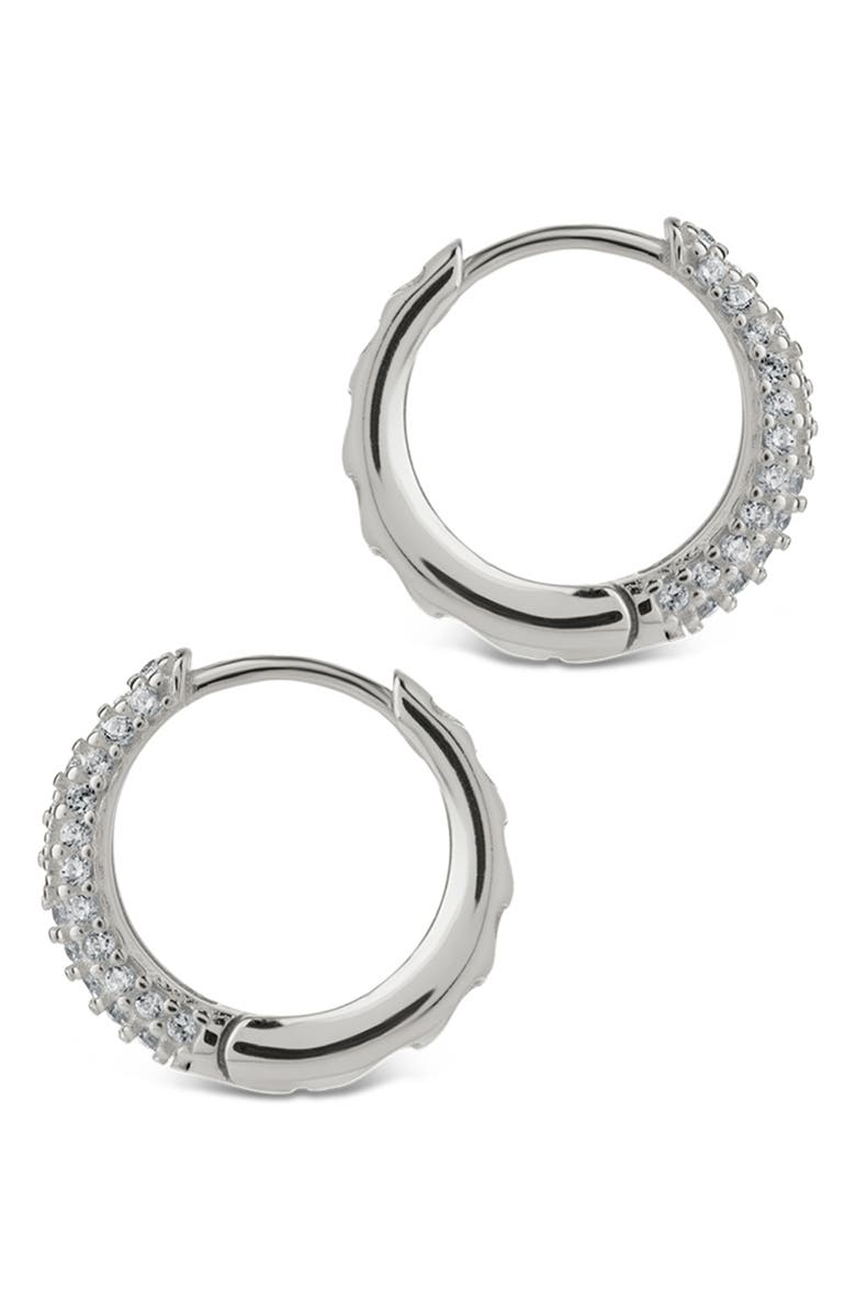 Sterling Forever Pavé Cubic Zirconia Huggie Hoop Earrings, Alternate, color, Silver