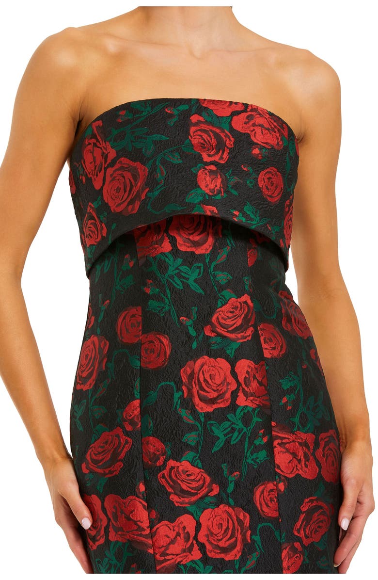 Mac Duggal Strapless Floral Brocade Mermaid Gown, Alternate, color, Black Multi