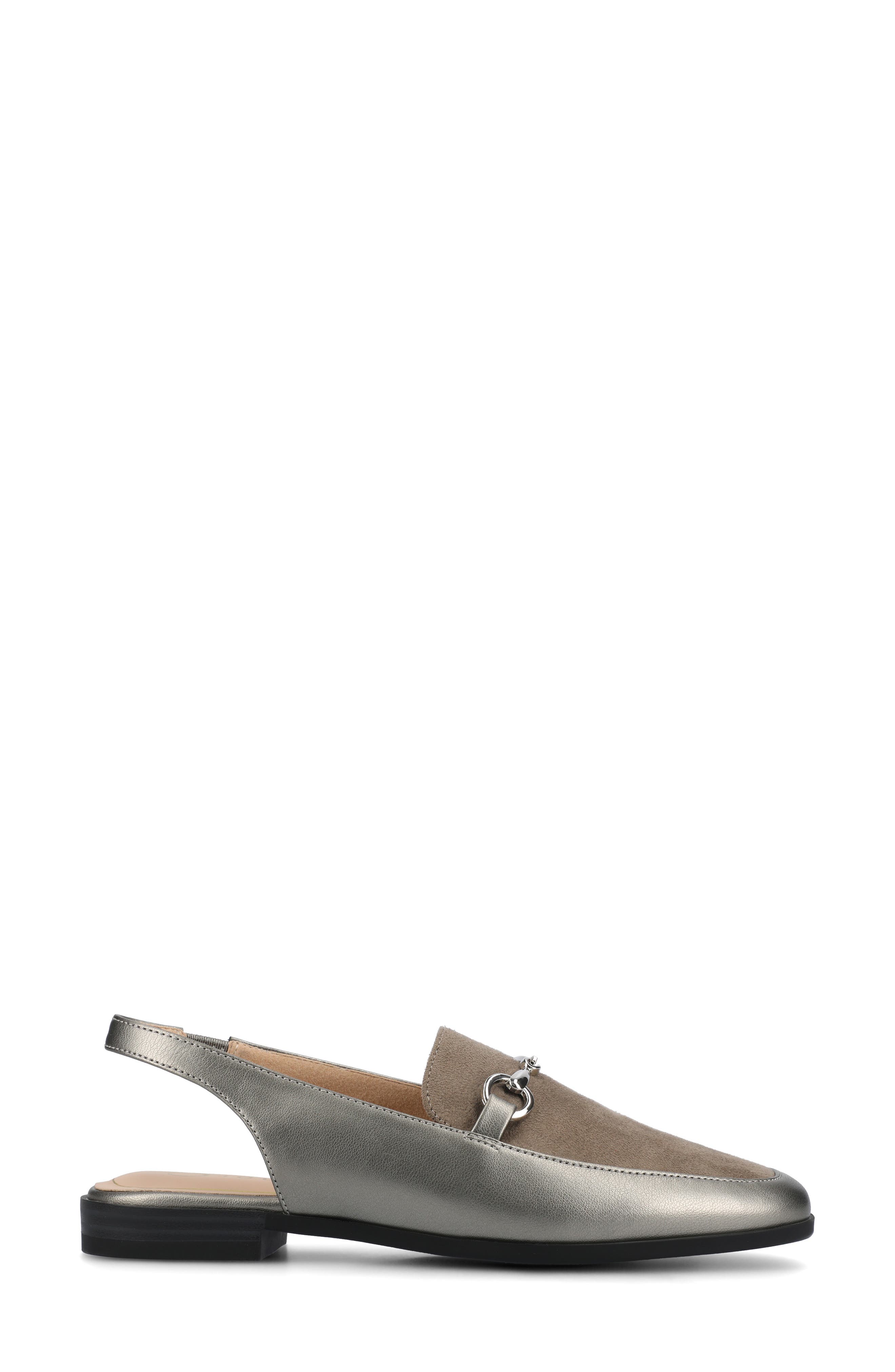 Journee Collection Lainey Slingback Flat, Alternate, color, Pewter
