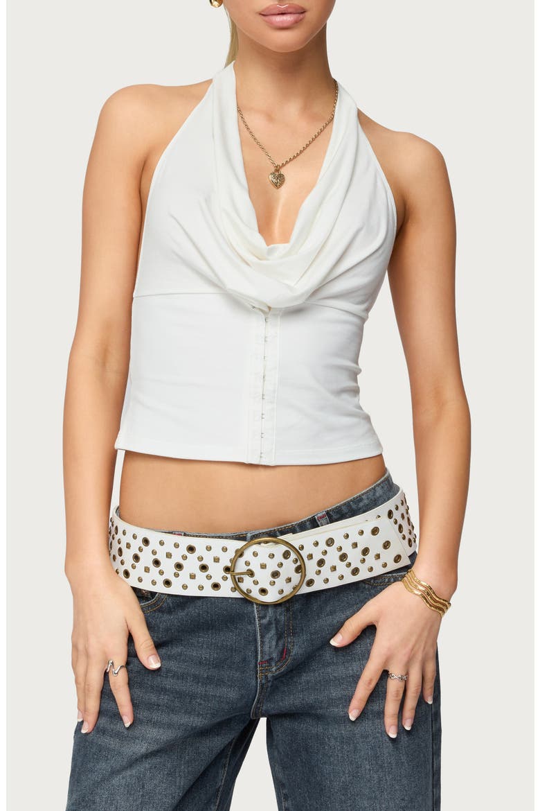 Crop Halter Top, Main, color, WHITE