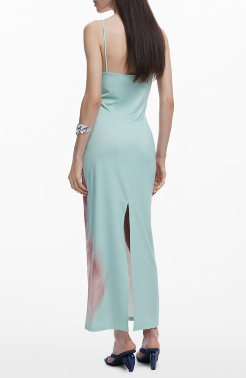 Desigual Abstract Placed Floral Dress In Turquoise