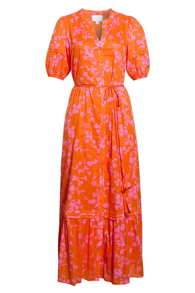 Lizeth Floral Cotton Shirtdress, Alternate, color, ORANGE-PINK
