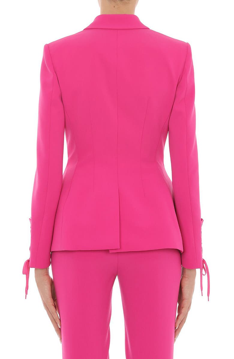 Moschino Lace-Up Double Breasted Crepe Blazer, Alternate, color,