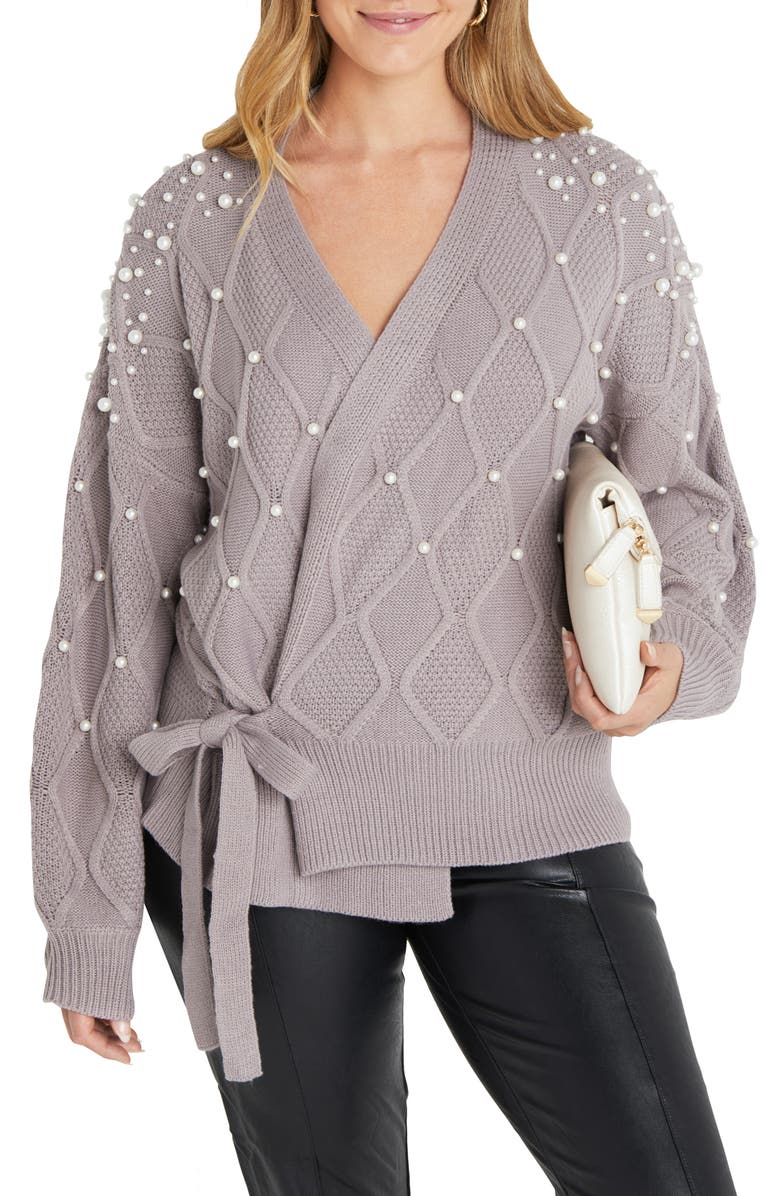 VICI Collection Embellished Wrap Sweater, Main, color, 