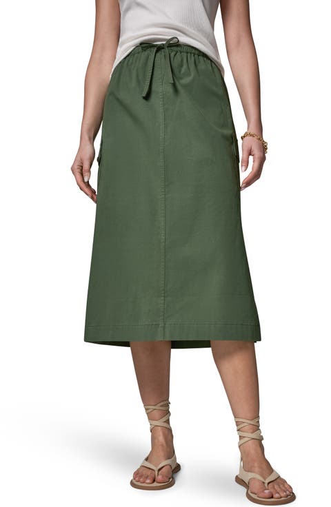 Tie Waist Cargo Midi Skirt