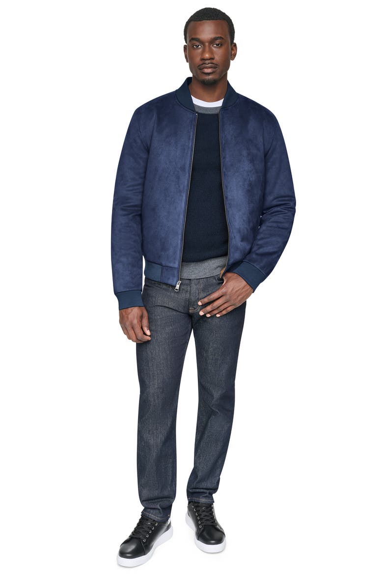 Faux Suede Bomber Jacket, Alternate, color, NAVY