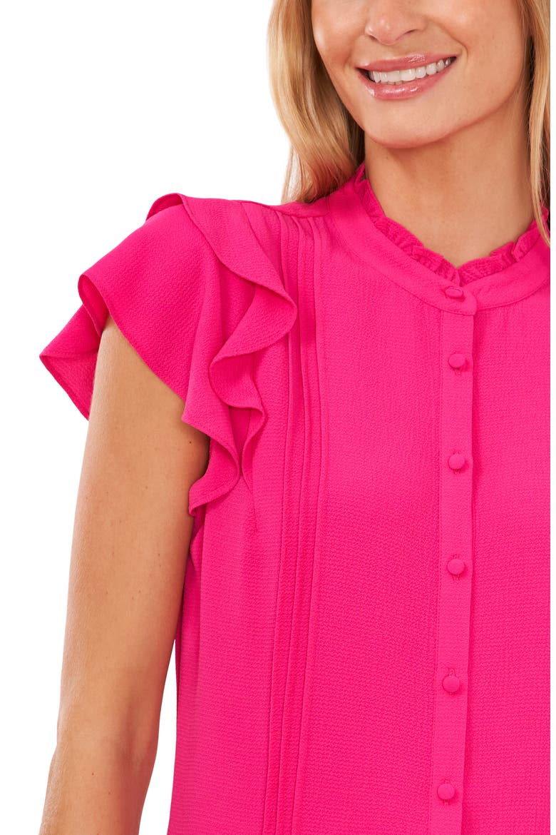 Pintuck Ruffle Short Sleeve Blouse, Alternate, color, BRIGHT ROSE