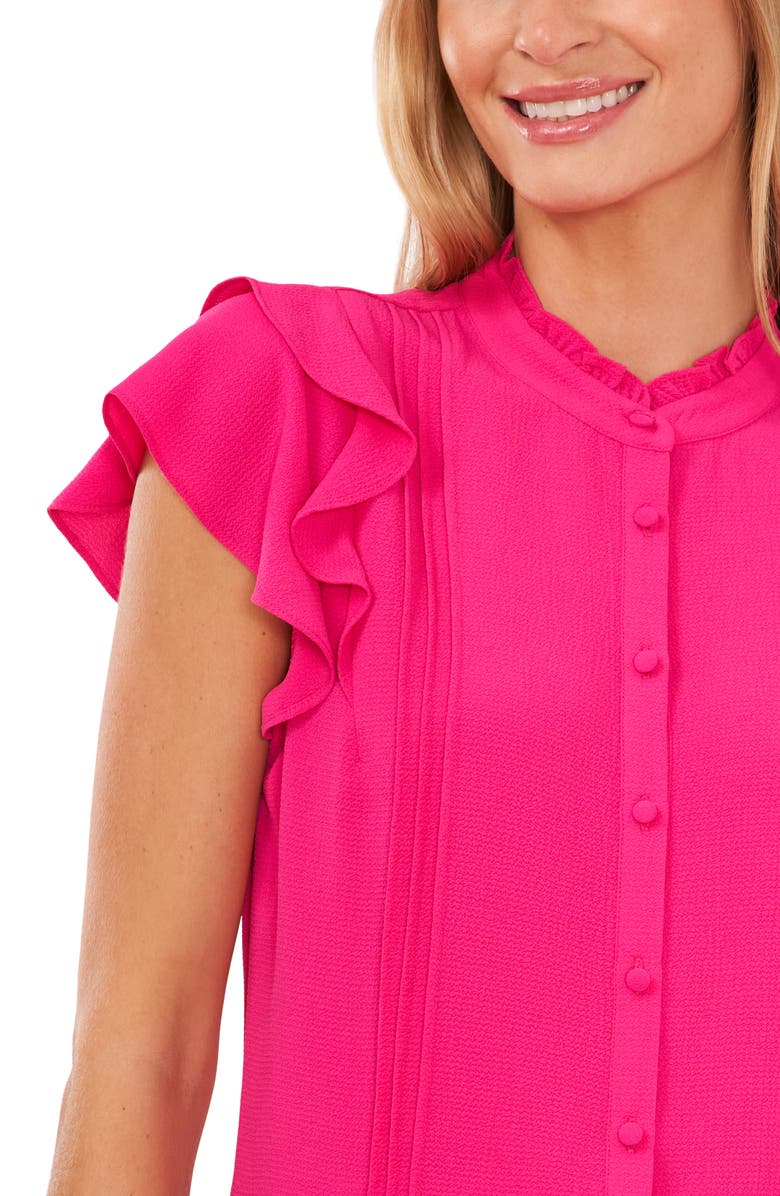 CeCe Pintuck Ruffle Short Sleeve Blouse, Alternate, color, Bright Rose