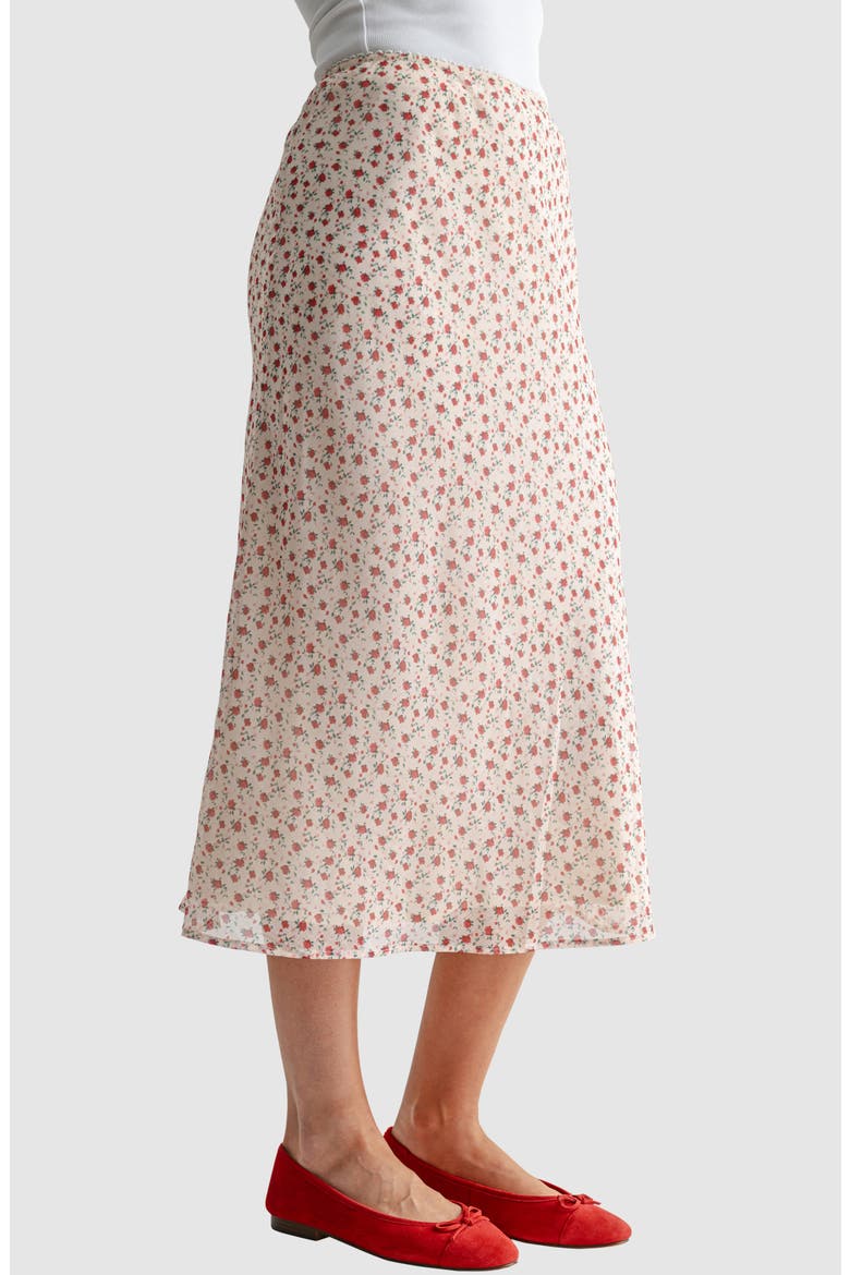 Floral Bias Cut Midi Skirt, Alternate, color, CREAM RED FLORAL