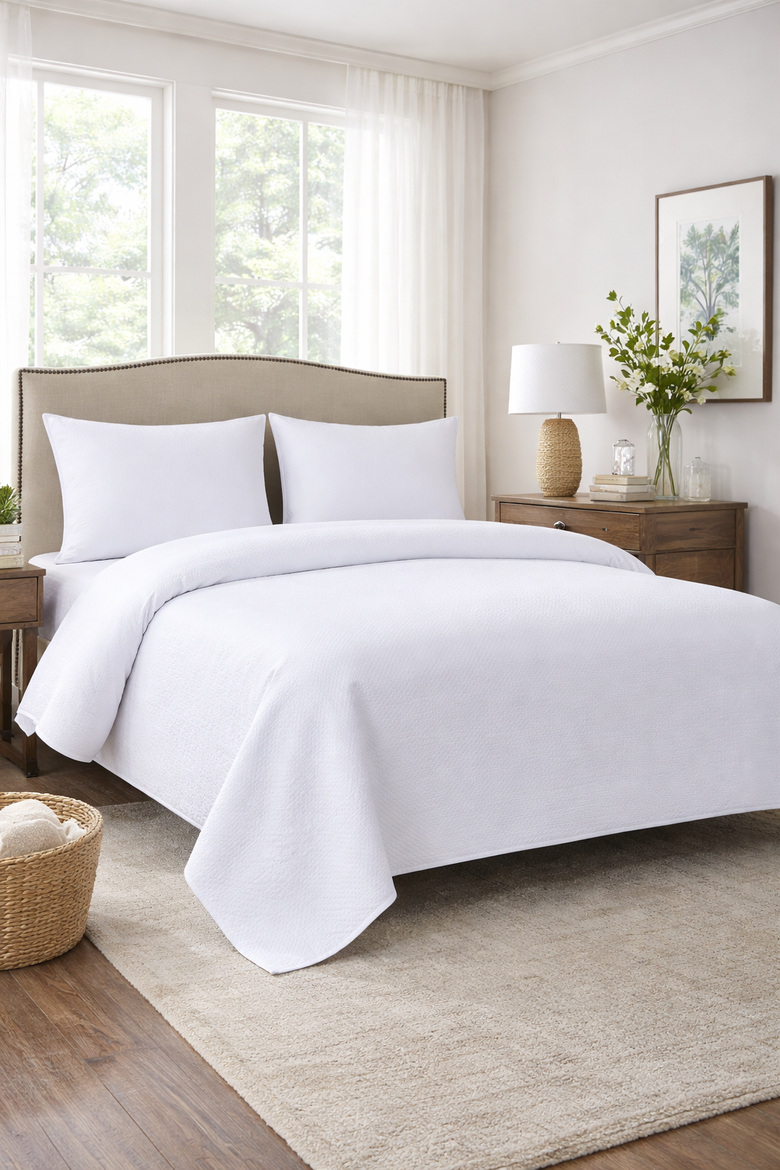 Diamond Matelassé Bedding Quilt Collection, Alternate, color, Silver