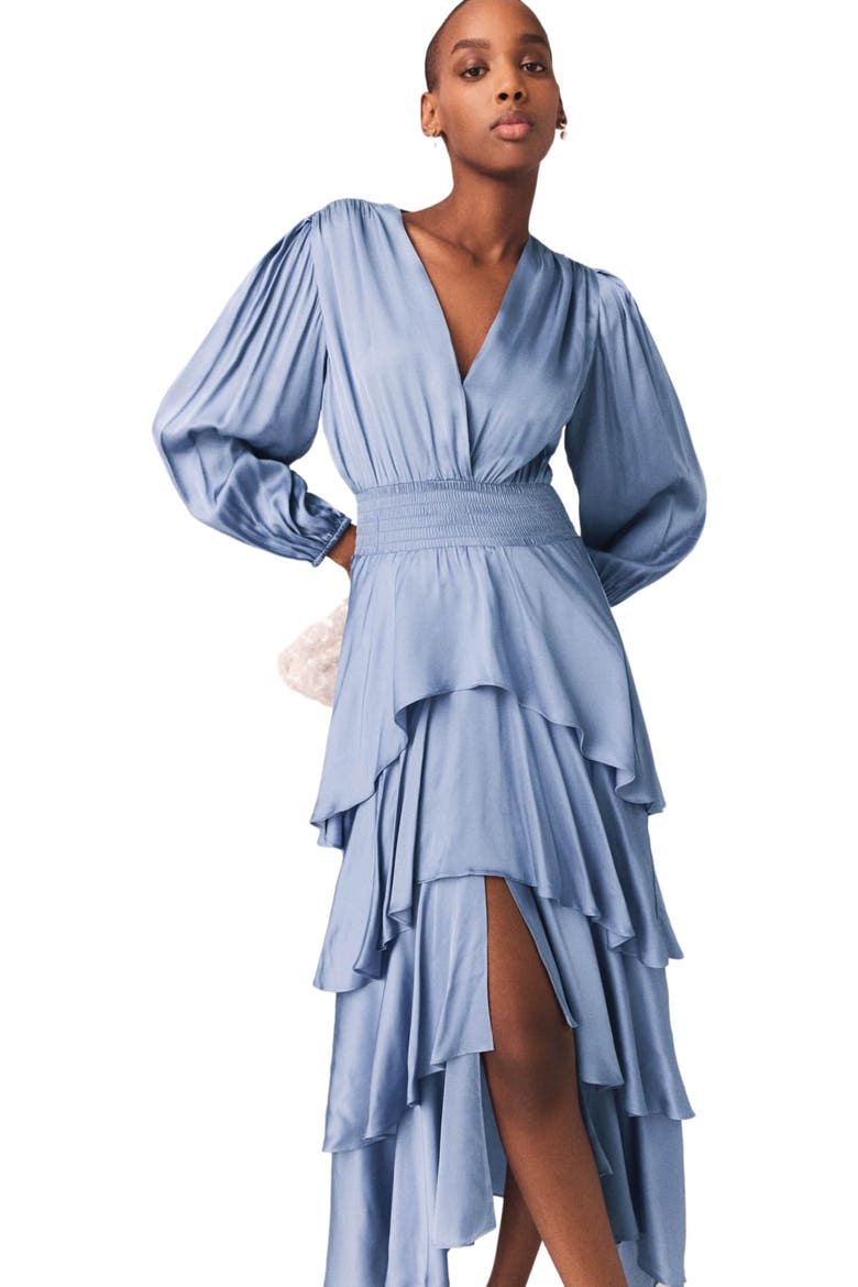 Ruffled maxi dress, Alternate, color, Blue / grey