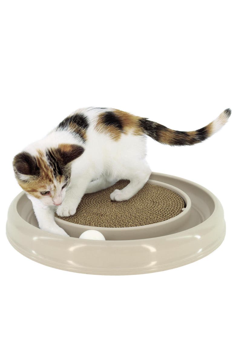 Turbo Scratcher Eco, Grey, Cat Toy & Catnip Pack, 15.5 Inches, Round Racetrack, Alternate, color, Gray