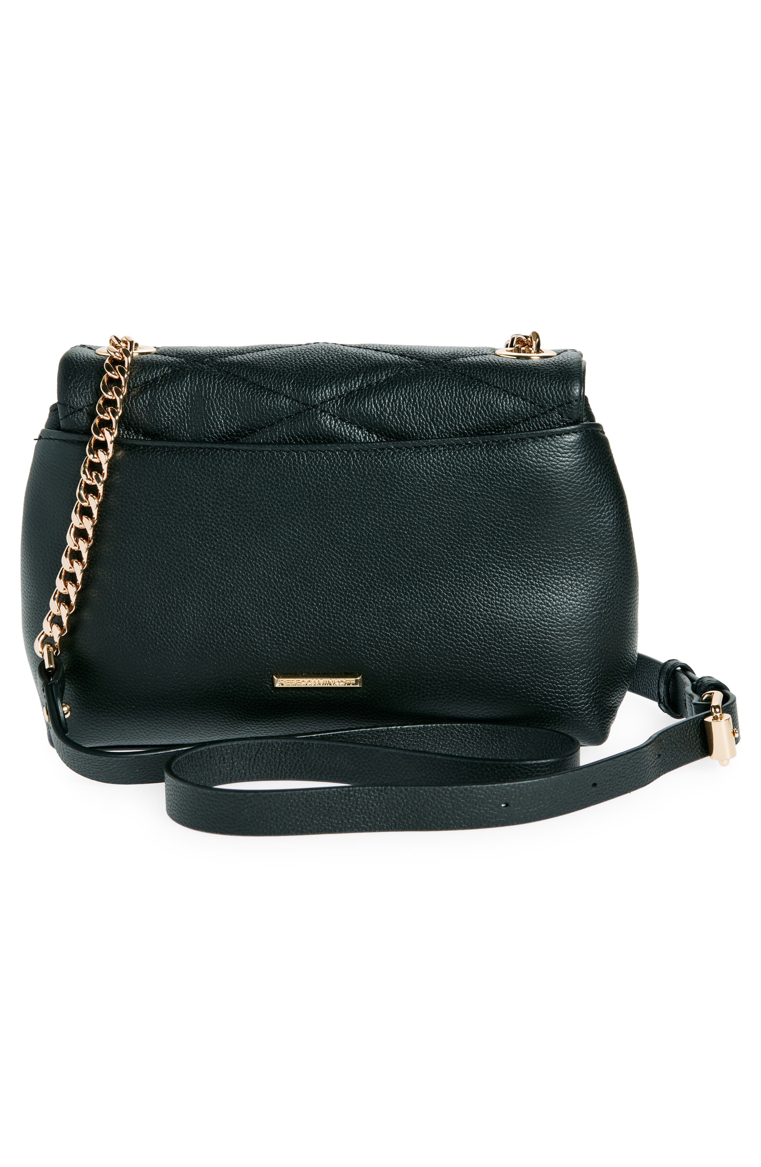 Rebecca Minkoff Edie Quilted Leather Convertible Crossbody Bag, Alternate, color, Black