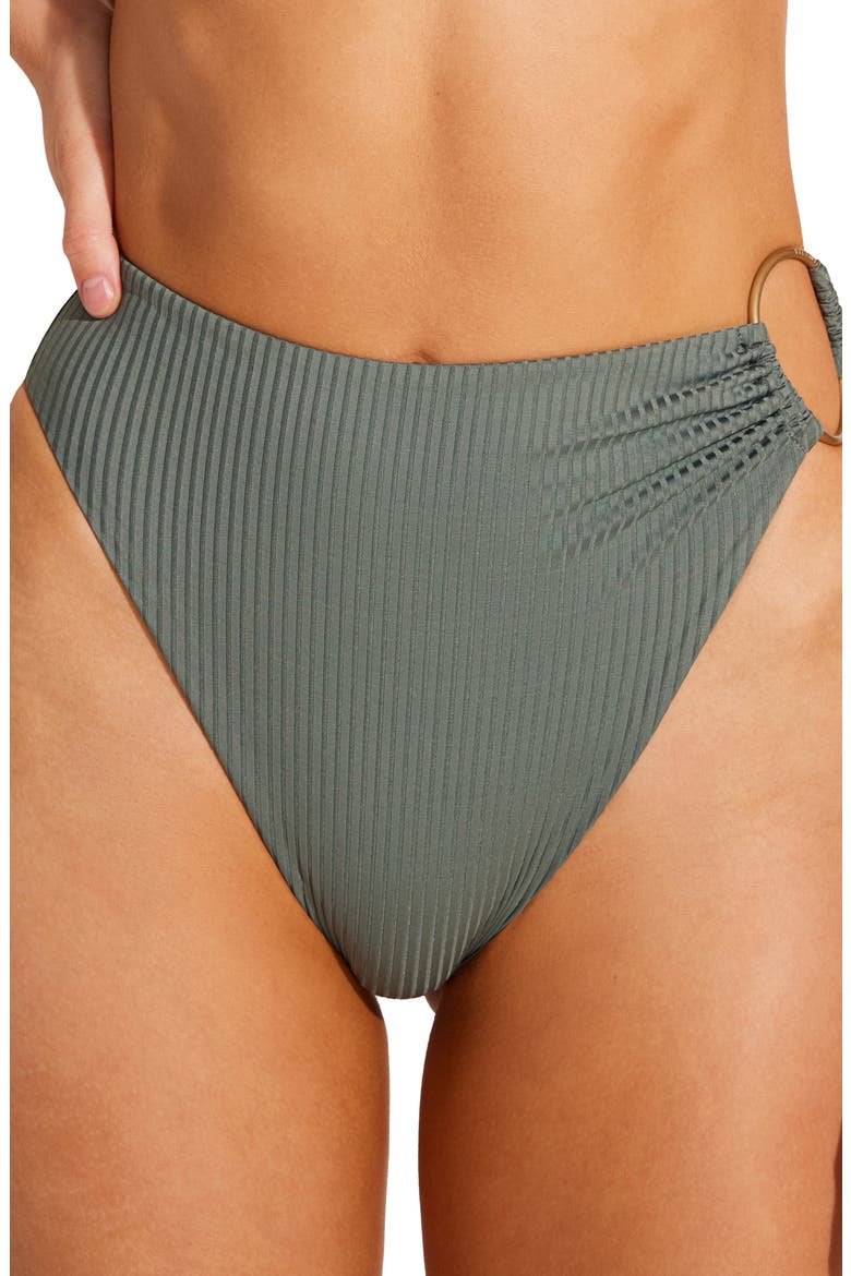 Lolita Ring High Waist Bikini Bottoms, Main, color, SEA GREEN ECORIB