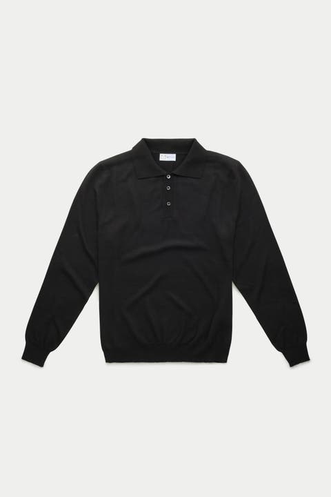 Wool Knitted Long Sleeve Polo