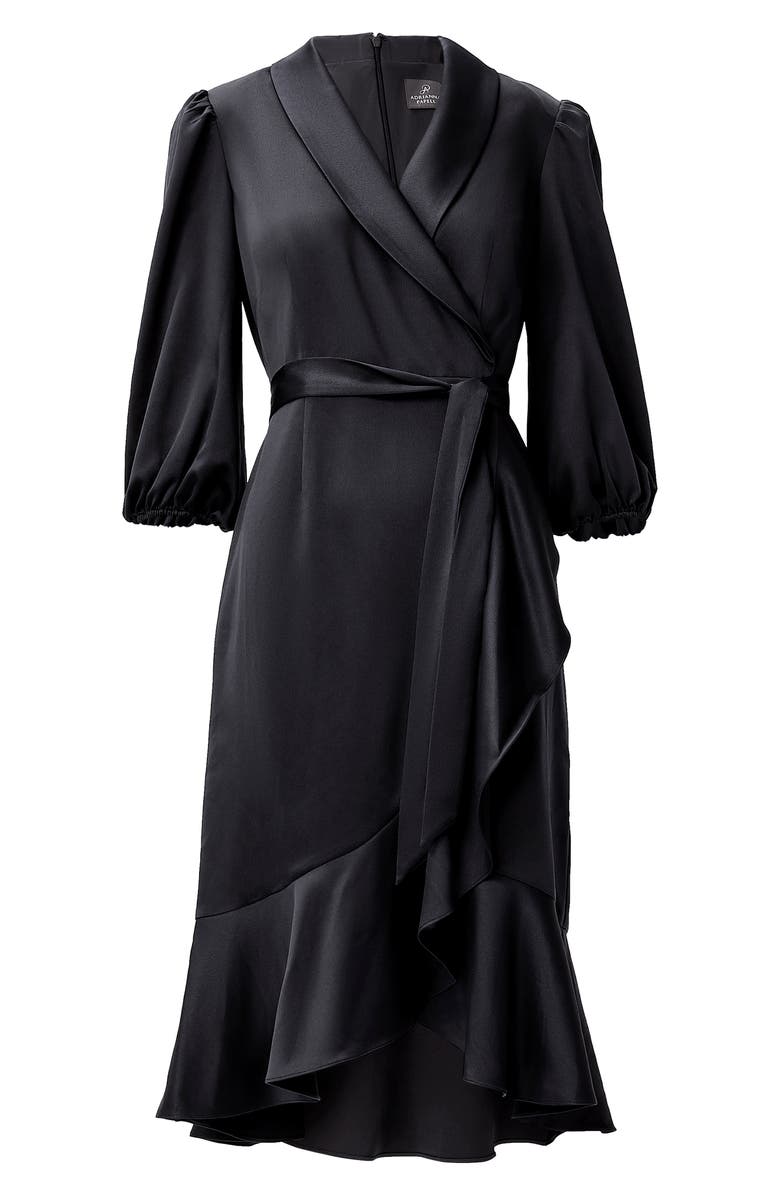 Adrianna Papell Faux Wrap Crepe Satin Dress, Alternate, color, 