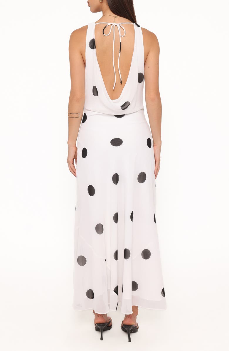Petal & Pup Collette Cowl Neck Sleeveless Maxi Dress, Alternate, color, White Polka Dot