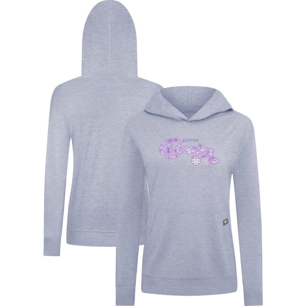 Levelwear Heather Gray Boston Bruins Hockey Fights Cancer Relay Pullover Hoodie In Blue