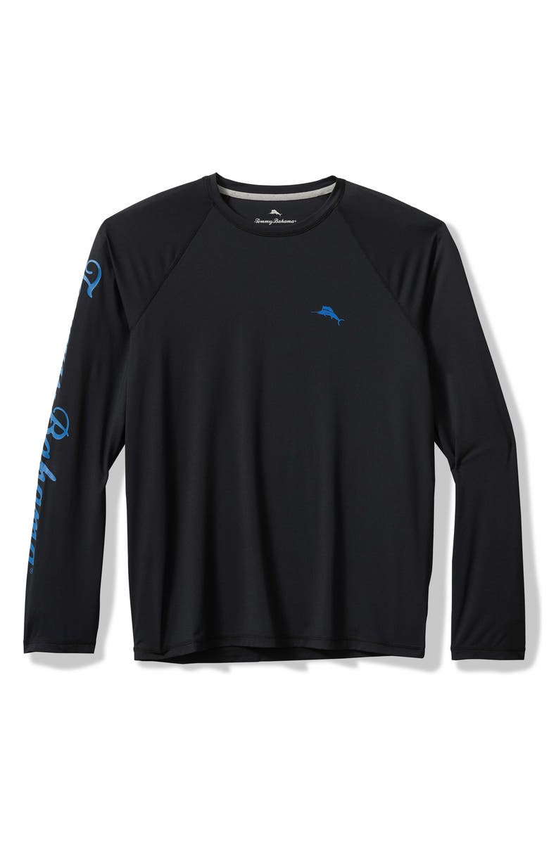 Tommy Bahama Chill Time Surf IslandZone<sup>®</sup> Long Sleeve Rashguard, Main, color, Jet Black