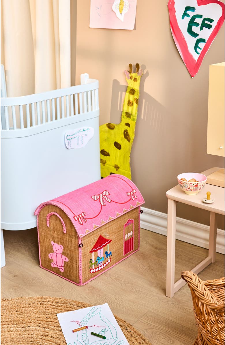 10004222 Raffia Storage Baskets Fun Fair Set 3pc, Alternate, color, Pink